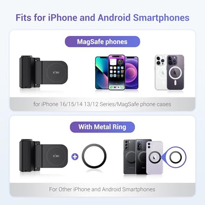 Phone Camera Grip with Remote for MagSafe iPhone 17 16 15 Pro Max | Magnetic snap-on grip, BT remote. 1/4" thread for tripod(NOT Included). for iPhone 17 Pro MagSafe travel Vlog Video Shooting - color: Magsafe Phone Grip-Gray
