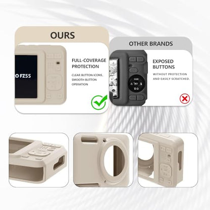 Case for Kodak PIXPRO FZ55,FZ55 accessories,Soft Silicone Protective Case,Comes with 2 Screen Protectors and 1 Wrist Strap - Off white - color: Off white