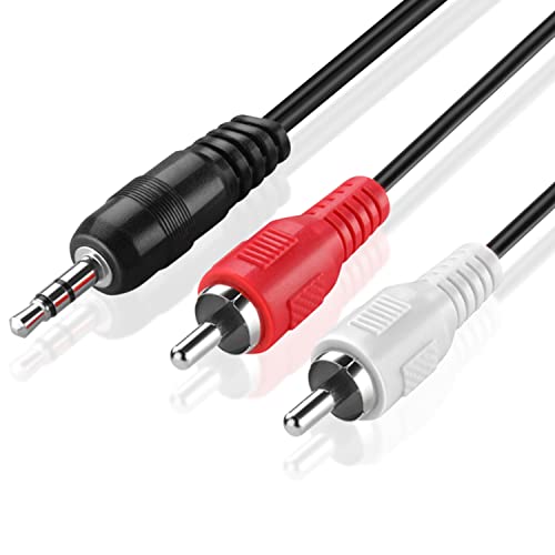 TNP RCA to Aux Cable (6 FT) - Male to Male 2 RCA to 3.5mm Adapter Connector Wire Cord - 2RCA Red and White Audio Cable to AUX Auxiliary Headphone Jack Plug Y Splitter Converter - size: 6FT