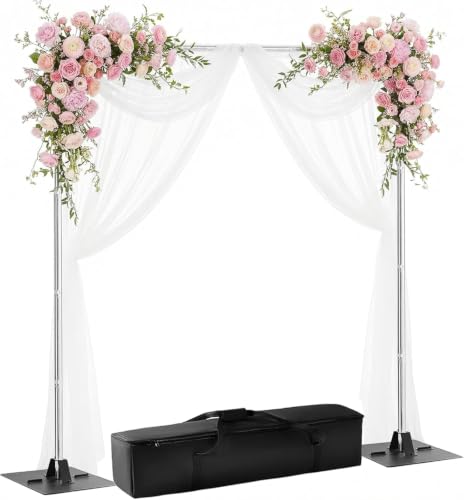 Heavy-Duty Tubular Background Stand Set, 12x10 Feet | Adjustable Height/Width, Photography Background Support Poles, All-Metal Construction, For Parties, Birthdays, Weddings - color: Silver, size: 12ft×10ft