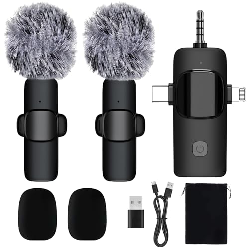 Labstandard 3-in-1 Wireless Lavalier Microphone for iPhone & Android - Studio Quality Sound with Noise Cancel, Plug & Play Mini Mic for Recording, Vlogging & Live Streaming