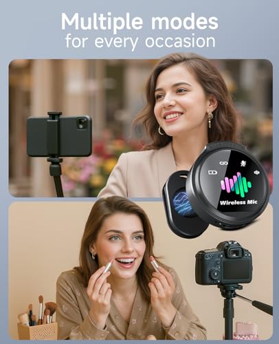 Wireless Lavalier Microphone for iPhone: 80H Battery, 48KHz Audio, 30dB Noise Reduction Clip on Microphone for iPhone Android - Mini Mic for Vlogging YouTube TikTok - color: Black