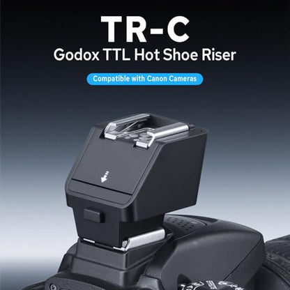 Godox TR-C TTL Hot Shoe Riser for Canon Camera, Hot Shoe Extender for Godox iT30Pro-C iT20-C iT22-C iM30 iM20 iM22 Mini Flash, 0-90° Tilt Adjustment, Raises Flash 30mm Height to Reduce Lens Shadow - size: TR-C