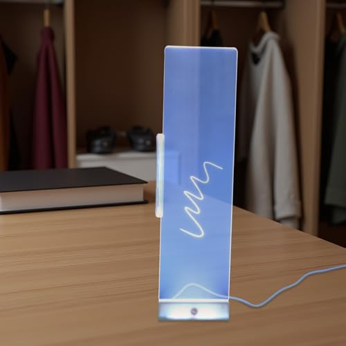 ARTIBETTER Computer Monitor Memo Board Side Panel with LED Light, White Right-Side Desktop Message Holder for Office and Home Workspace