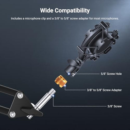 NEEWER Microphone Shock Mount, Mic Holder for Stand & Boom Arm with Elastic Ropes & 3/8" to 5/8" Screw Adapter, Fits Mics of 1.8" to 2" (46 to 50mm) Diameter, MS048 - style: MS048