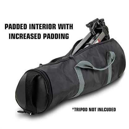 USA Gear Padded Tripod Case Bag - Holds Tripods from 21 to 35 inches - Adjustable Size Extension, Storage Pocket and Shoulder Strap for Professional Camera Accessories and Photo Carrying Needs