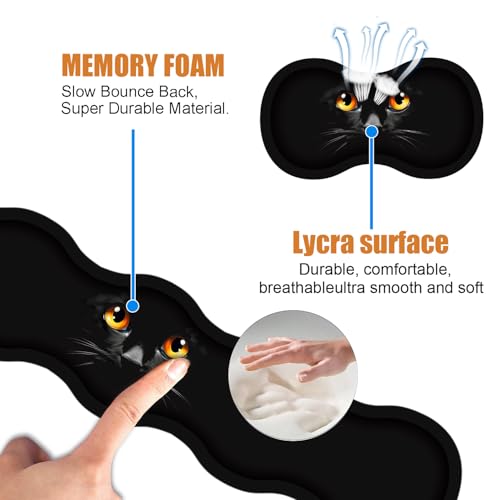 4 in 1 Ergonomic Keyboard Wrist Rest & Mouse Pad Wrist Rest Set, Large XXL Gaming Desk Mat 31.5"x 11.8" with Non-Slip Base, Memory Foam for Home Office Study Gaming, Black Cat Face - color: Black Cat Face