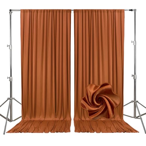 10ft x 7ft Dark Brown Backdrop Curtains for Parties, Fabric Satin Background Curtain with Rod Pockets for Weddings, Birthday, Baby Shower, Photography, Graduation Party Backdrop Drapes, 2 Panels - color: Dark Brown