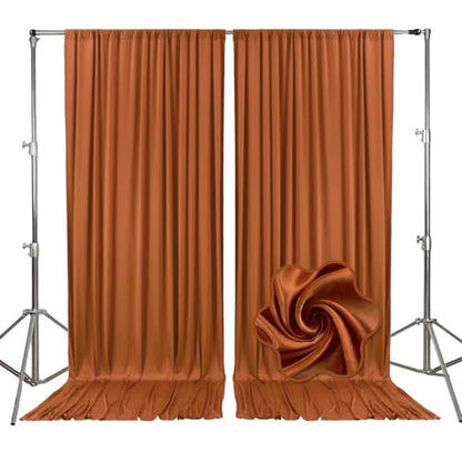 10ft x 7ft Dark Brown Backdrop Curtains for Parties, Fabric Satin Background Curtain with Rod Pockets for Weddings, Birthday, Baby Shower, Photography, Graduation Party Backdrop Drapes, 2 Panels - color: Dark Brown