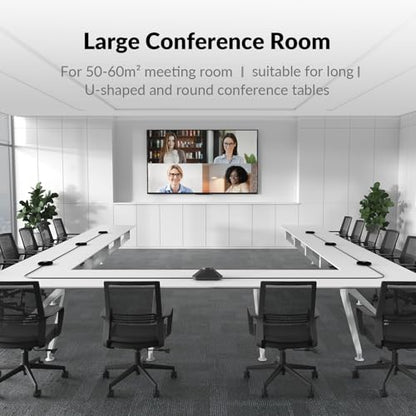 Conference Speaker and Microphone for Large Meeting Rooms, Daisy Chain Mics(Not included) for Up to 20 People, 360° Voice Pickup, AI Noise Reduction, 10W Speakerphone, USB/Bluetooth, Works with Zoom