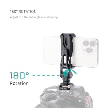 Tilta Rotatable Phone Mount with NATO Rail Connector for Tripod & Camera | Quick-Release | Adjustable Rotation | Compatible with iPhone, Camera Cages & Rig Accessories – Black - style: NATO Mount