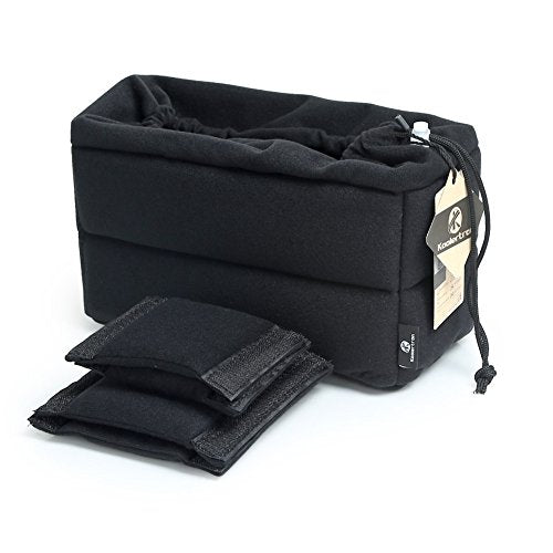 Koolertron Shockproof Camera Photo Bag for SLR TLR Camera Insert Partition Padded Case,Can be Put Directly Into the SLR Camera Bag With Freely Adjustable Compartment - color: Black