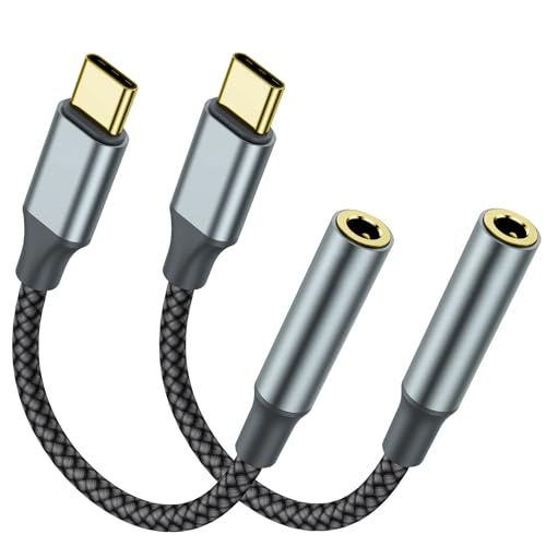TIPSEAN USB C to 3.5mm Headphone Jack Adapter(2 Pack), USB-C to Aux Audio Dongle Cable for iPhone 17 Pro Max/17 Pro, 16/15 Pro Max, 16/15 Pro, Galaxy S23-S21 Ultra, Pixel, iPad Pro, MacBook (Black) - color: Black