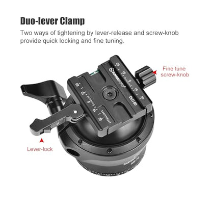 70mm Low Profile Tripod Ball Head,Ballhead for Hunting,Load 88.2lb(40KG), 2523
