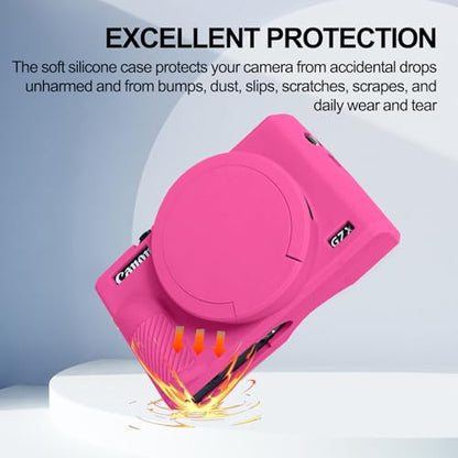 Easy Hood Case for Canon Powershot G7 X Mark III Digital Camera, Soft Silicone Protective Cover with Removable Lens Cover for Canon Powershot G7X Mark III DSLR Camera (Rose) - color: Rose