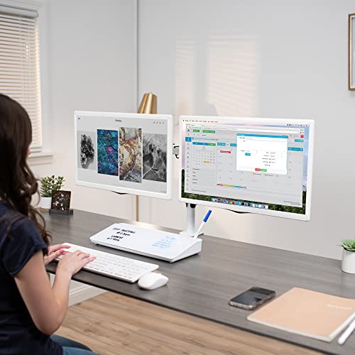 VIVO Glass 16 x 7 inch Dry Erase Board with Storage, Desktop Whiteboard Organizer with Hidden Compartments and Device Slot, DESK-WB16A - color: White