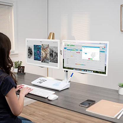 VIVO Glass 16 x 7 inch Dry Erase Board with Storage, Desktop Whiteboard Organizer with Hidden Compartments and Device Slot, DESK-WB16A - color: White