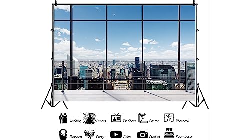 YYNXSY 8X6FT Office Backdrop for Video Conference Backdrop with Window Background Screen for Video ConferencingChildren Taking Photography Studio Background Holiday Party Birthday Party YY-1005 - size: 8X6FT