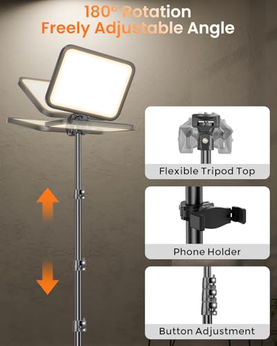 Torjim 11 Inch Video Light Kit for Creators-24W High Brightness Studio Lights with Tripod Stand & Phone Holder & Remote, Adjustable Photography Lighting for Clearer YouTube Streaming Home Studio - size: 11 inch