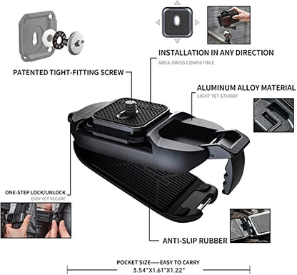 PGYTECH Beetle Camera Clip with Plate Quick Release System for Sony, Nikon, Fuji, DSLR Action Camera Backpack Cameras Strap Mount (for Camera) - style: Camera Clip V1