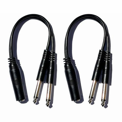 2-Pack 1/4" TS Female to Dual 1/4" TS Male Y Splitter Cable, Mono Audio Breakout & Signal Splitter Adapter for Mixers, Amplifiers, Effects Pedals & Recording Equipment