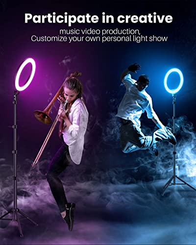 Weilisi 12'' Ring Light with Stand 72'' Tall & 2 Phone Holders,38 Color Modes Selfie Light with Tripod Stand, Big LED Ring Light for iPhone/Android/Camera,YouTube,Makeup - color: Multicolor