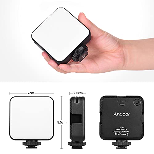Video Conference Lighting Kit, Andoer LED Video Light with 2500K-6500K Dimmable Rechargeable 3 Cold Shoes and Suction Cup Mount for Laptop Live YouTube Streaming Online Meeting
