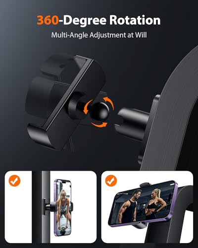 Stouchi Gym Magnetic Phone Holder, 360° Adjustable [N55 Dual Magnet] Phone Mount Gym Accessories for Women/Men, All Metal Portable Workout Essentials Compatible with 4.7-6.5" Smartphones, Black