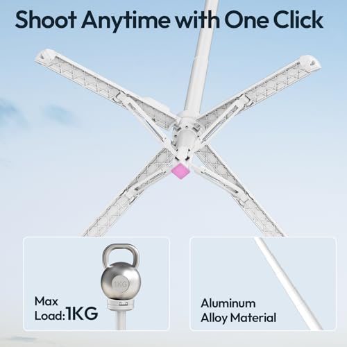 ULANZI Magnetic Phone Tripod 60'' Selfie Stick Auto Open Extendable Stand | Auto Open Tripod, N52 Magnet for Magsafe iPhone Mount, 360° Adjustment Aluminum, Creator Vlog Travel Desk Outdoor Use, White - color: White