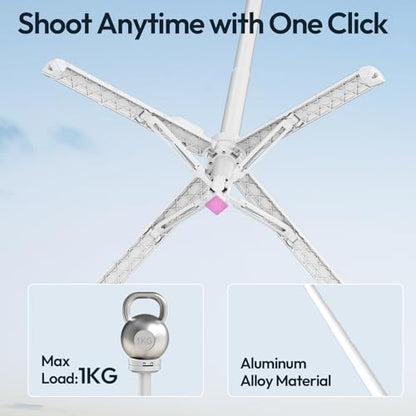 ULANZI Magnetic Phone Tripod 60'' Selfie Stick Auto Open Extendable Stand | Auto Open Tripod, N52 Magnet for Magsafe iPhone Mount, 360° Adjustment Aluminum, Creator Vlog Travel Desk Outdoor Use, White - color: White