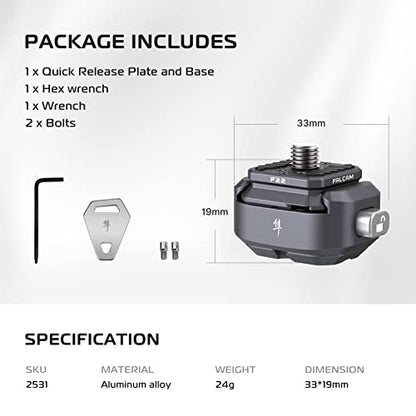 FALCAM F22 Basic Quick Release Plate Kit, Camera Mounting Adapter Convert 1/4" Thread to F22 QR System, 22mm Aluminum Camera Accessory Kit for Filmmaker & Photographer, Fits for Sony Canon DSLR Tripod - color: F22 Basic QR System