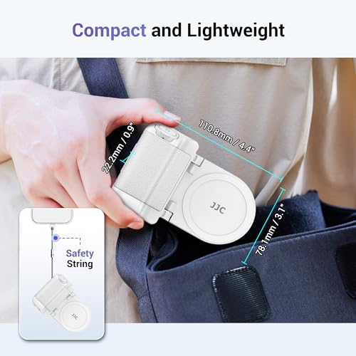 JJC Magnetic Phone Camera Grip Handle with Wireless Shutter Remote, Magsafe Camera Handle Bluetooth Bracket for iPhone Android Smartphone with 1/4” Tripod Screw for Video Photo Shooting (White) - color: White Standard Grip