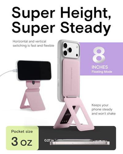 MOFT Phone Stand, Magnetic Phone Tripod Stand Stain-Resistant MOVAS Leather & Angle Adjustment & Strong Magnets Tripod for iPhone 17/16/15/14/13/12 (Included Metal Ring)-Blush - color: Blush, size: Without Card Slot