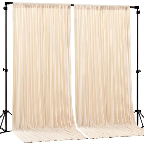 Deep Champagne Backdrop Curtain 2 Panels-Wrinkle-Free Curtains Polyester Photography Drapes for Baby Shower Birthday Party Photo Background Backdrop Stand- 8 X10FT (Champagne) - color: Champagne, size: W4' x H10'(2 panels)
