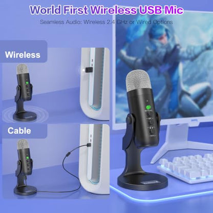 ZealSound Wireless Microphone for PC iPhone iPad & Android, Cordless USB Mic with Noise Cancellation, Mute, Gain, Echo & Zero-Latency Monitoring for Podcasting Streaming Gaming YouTube TikTok Video