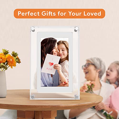 5 Inch Acrylic Video Picture Frame with 4GB Memory, Digital Motion Video Loop Player with Sound, Rechargeable Desktop Display for Home Decor,Desk Setup,Pet Memorial, No WiFi Needed