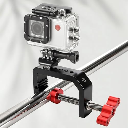 Tlence C Clamp Desk Camera Mount, Table Clamps with 1/4" and 3/8" Thread, Metal Desktop C Clamp for Light Stand, Heavy Duty Clamps Jaw for Workbench, Rods, Shelves, Bike, Fits up to 2.5" Thickness