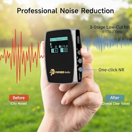 Wireless Lavalier Microphones for phones Cameras, Mini Mic Lapel Wireless Microphone with 20H Battery Life, 64GB TFcard Slot, DSP Noise Cancelling for Record Interview, Vlogs, YouTube, Tiktok (WE10)