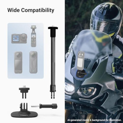 NEEWER Flexible Helmet Mount with Extension Pole Compatible with Insta 360 GoPro DJI, Adhesive Action Camera Holder Base Adapter for POV Video Recording Live Streaming, for 1/4" Accessories, AC060 - style: AC060