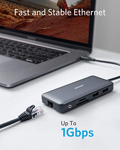 Anker Laptop Docking Station Dual Monitor, 8-in-1 USB C Hub, 4K Dual Monitor with 2 HDMI, 1 Gbps Ethernet Hub, 85W Power Delivery, SD Card Reader, for XPS and More (Charger not Included) - style: 8 in 1 【2 HDMI + Ethernet】