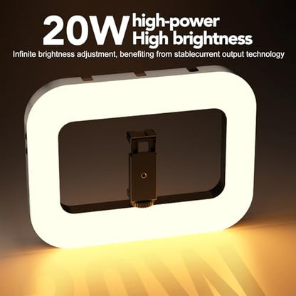 Smartphone Ring Selfie Light Kit Handheld LED Mobile Video Stabilizer Fill Lighting Rig Lights Built-in 8000mAh Battery Rechargeable for Phone Camera, YouTube, TIK tok Video Recording, Make up