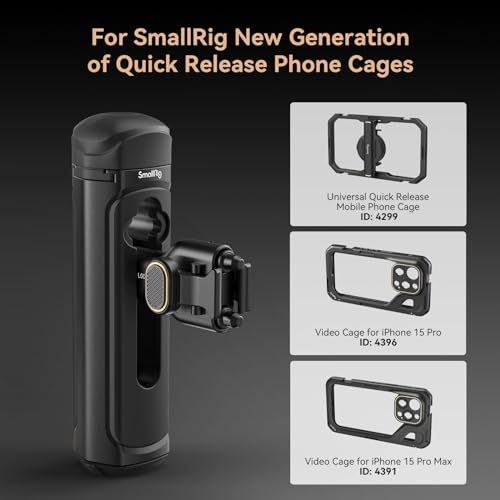 SMALLRIG Quick Release Side Handle for Universal Mobile Phone Cage 4299 and iPhone 15 Series Cage, Aluminum Handle Grip with Built-in Cold Shoe - 4403 - size: 4403 (Without Wireless Control)