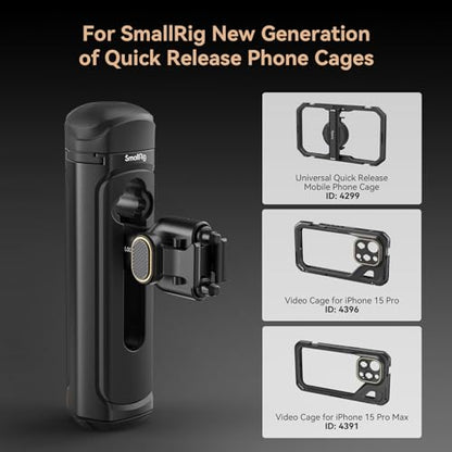 SMALLRIG Quick Release Side Handle for Universal Mobile Phone Cage 4299 and iPhone 15 Series Cage, Aluminum Handle Grip with Built-in Cold Shoe - 4403 - size: 4403 (Without Wireless Control)