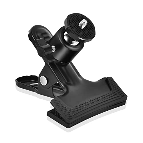 UTEBIT 1 Pack Tripod Camera Mount Clip with 360 Swivel Mini Ballhead, Black | Heavy Duty Spring Clamp for DSLR Video Photoshoot Studio - color: Black, size: 1 Pack