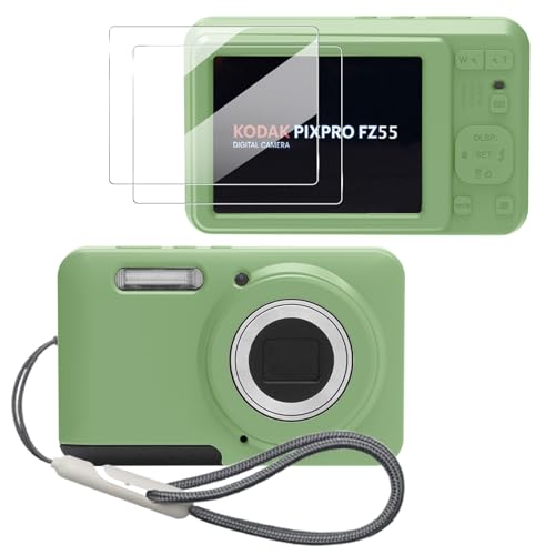 Case for Kodak PIXPRO FZ55,FZ55 accessories,Soft Silicone Protective Case,Comes with 2 Screen Protectors and 1 Wrist Strap - Matcha green - color: Matcha green