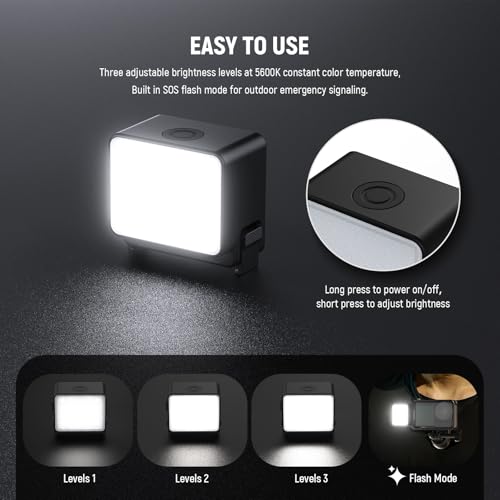 NEEWER Basics M20 Magnetic LED Camera Light Compatible with DJI OSMO Nano Action 3 4 5 Pro Cage NEEWER AC009 PRO Pocket 3 Accessories Expansion Adapter, Plastic Mini Fill Light Attachment 5600K CRI95+