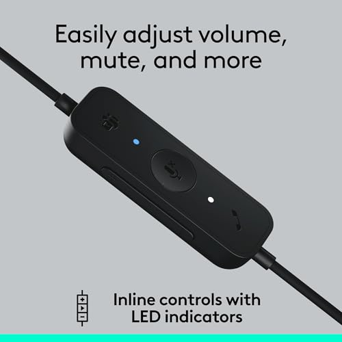 Logitech H570e USB Headset with Microphone for PC and Mac, USB-C Wired Headset with Mono Sound, Noise-Canceling Mics and Inline Controls, Certified for Microsoft Teams, Black - size: Teams, style: Mono