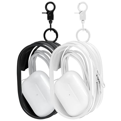 Linsaner 2 Pack Storage Bag for Organizing Data Cables, Earphone, Chargers, Keys, Change, Blind Box Doll Transparent Display Bag, Portable Multi-Function Storage (Black + White) - color: A3-Black+White