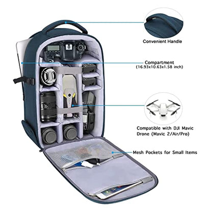 MOSISO Camera Backpack, DSLR/SLR/Mirrorless Photography Camera Bag 15-16 inch Waterproof Hardshell Case with Tripod Holder&Laptop Compartment Compatible with Canon/Nikon/Sony, Deep Teal - color: Deep Teal