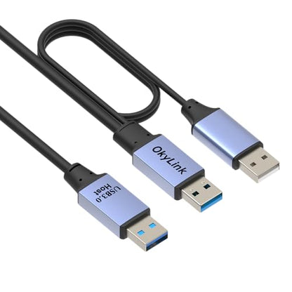 OkyLink Active USB 3.0 Data Cable A to A, Male to Male 5Gbps, 32ft | 10M, 3.2 Gen 1, Comes with power cable and repeater, for long - distance data transfer - color: USB3.0(5Gbps), size: 32ft (10m)